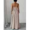image:imageFloerns Womens Striped Halter Maxi Dress Backless Smocked Beach Vacation Boho DressCoffee Brown