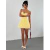 image:imageFloerns Womens Summer Cute Gingham Spaghetti Strap Cami Sun Dress Lace Trim A Line Mini DressesYellow