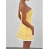 image:imageFloerns Womens Summer Cute Gingham Spaghetti Strap Cami Sun Dress Lace Trim A Line Mini DressesYellow