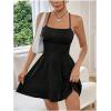image:imageFloerns Womens Summer Ditsy Floral Backless Tie Back Sleeveless Cami Mini DressBlack Solid