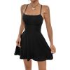 image:imageFloerns Womens Summer Ditsy Floral Backless Tie Back Sleeveless Cami Mini DressBlack Solid