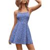 image:imageFloerns Womens Summer Ditsy Floral Backless Tie Back Sleeveless Cami Mini DressBlue