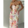 image:imageFloerns Womens Summer Floral Maxi Dress Lace Up Backless Beach Wedding Guest DressesBeige Multi