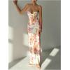 image:imageFloerns Womens Summer Floral Maxi Dress Lace Up Backless Beach Wedding Guest DressesBeige Multi