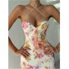 image:imageFloerns Womens Summer Floral Maxi Dress Lace Up Backless Beach Wedding Guest DressesBeige Multi
