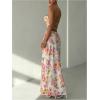 image:imageFloerns Womens Summer Floral Maxi Dress Lace Up Backless Beach Wedding Guest DressesBeige Multi
