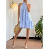 image:imageFloerns Womens Summer Halter Dress Striped Sleeveless Ruffle Hem Beach Vacation Flowy DressesBlue and White