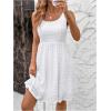 image:imageFloerns Womens Summer Short Dress Sleeveless Square Neck Eyelet Embroidery Beach A Line DressesWhite