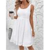 image:imageFloerns Womens Summer Short Dress Sleeveless Square Neck Eyelet Embroidery Beach A Line DressesWhite