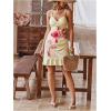 image:imageFloerns Womens Summer Tropical Twist Front Ruched Ruffle Hem Bodycon Cami DressApricot
