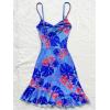 image:imageFloerns Womens Summer Tropical Twist Front Ruched Ruffle Hem Bodycon Cami DressBlue
