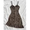 image:imageFloerns Womens Summer Tropical Twist Front Ruched Ruffle Hem Bodycon Cami DressBrown Cheetah