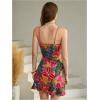 image:imageFloerns Womens Summer Tropical Twist Front Ruched Ruffle Hem Bodycon Cami DressPink Multi