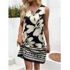 image:imageFloerns Womens Summer Vacation Cut Out Floral Dress Sleeveless Crewneck Beach Tunic Tank DressBlack
