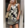 image:imageFloerns Womens Summer Vacation Cut Out Floral Dress Sleeveless Crewneck Beach Tunic Tank DressBlack