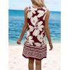 image:imageFloerns Womens Summer Vacation Cut Out Floral Dress Sleeveless Crewneck Beach Tunic Tank DressMaroon