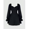 image:imageFloerns Womens Sweetheart Neck Puff Sleeve Dress Zipper A Line Short Ruffle DressesBlack