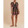 image:imageFloerns Womens Tropical Puff Sleeve Mini Dress V Neck Beach Vacation A Line DressesBlack