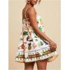 image:imageFloerns Womens Tropical Sleeveless Cami Dress Loose Holiday A Line Mini DressesBeige Multi
