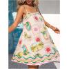 image:imageFloerns Womens Tropical Sleeveless Cami Dress Loose Holiday A Line Mini DressesBeige and Pink