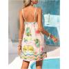 image:imageFloerns Womens Tropical Sleeveless Cami Dress Loose Holiday A Line Mini DressesBeige and Pink