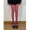 image:imageFloerns Womens Vintage Vertical Striped Fishnet Mesh Pantyhose Tights Retro StockingsBurgundy
