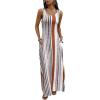 image:imageFloerns Womens Boho Striped Tank Maxi Dress Sleeveless Scoop Neck Summer Vacation Long DressesBrown Striped
