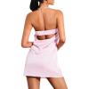 image:imageFloerns Womens Cut Out Back Strapless Satin Tube Bodycon Mini DressLight Pink