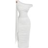 image:imageFloerns Womens Elegant Off The Shoulder Midi Dress Metal Sleeveless Ruched Slim Fit Bodycon Party DressesWhite