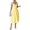 image:imageFloerns Womens Elegant Wedding Guest Dresses Bow Flare Ruffle Cocktail Party Summer Midi DressYellow