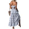image:imageFloerns Womens Floral Bowknot Back Cami Maxi Dress Sleeveless Ruffle Tiered DressesBlue