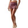 image:imageFloerns Womens Floral Sequin Bodycon Mini Skirt Sparkly Low Rise Night Out SkirtsPurple