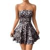 image:imageFloerns Womens Leopard Print Ruched Strapless Tube Dress Y2k A Line Tiered DressCoffee Brown