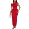 image:imageFloerns Womens Off The Shoulder Ruched Side Slit Bodycon Midi Dress Formal Party Cocktail DressRed