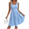 image:imageFloerns Womens Summer Short Dress Sleeveless Square Neck Eyelet Embroidery Beach A Line DressesBlue