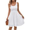 image:imageFloerns Womens Summer Short Dress Sleeveless Square Neck Eyelet Embroidery Beach A Line DressesWhite