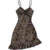 image:imageFloerns Womens Summer Tropical Twist Front Ruched Ruffle Hem Bodycon Cami DressBrown Cheetah