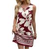 image:imageFloerns Womens Summer Vacation Cut Out Floral Dress Sleeveless Crewneck Beach Tunic Tank DressMaroon
