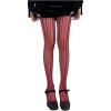 image:imageFloerns Womens Vintage Vertical Striped Fishnet Mesh Pantyhose Tights Retro StockingsBurgundy