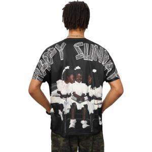 image:imageFloerns Mens Streetwear Y2k Graphic Letter Print Oversized Tee Crew Neck Short Sleeve T Shirt Drip OutfitsBlack Multi