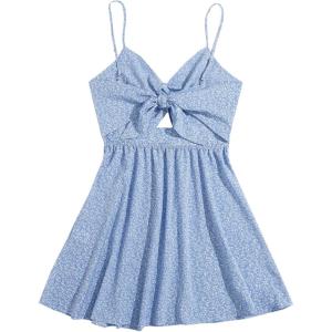 image:imageFloerns Womens Boho Floral Print Twist Front Cami A Line Mini DressBonnie Blue