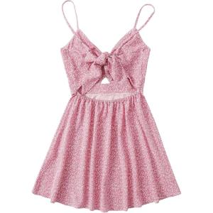 image:imageFloerns Womens Boho Floral Print Twist Front Cami A Line Mini DressDusty Pink Floral
