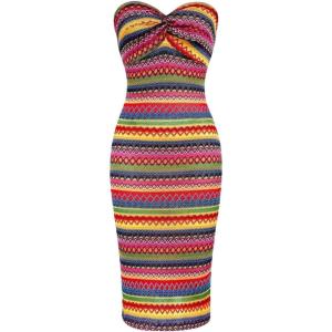image:imageFloerns Womens Boho Tribal Sleeveless Strapless Tube Twist Front Bodycon Maxi DressesMulticolor