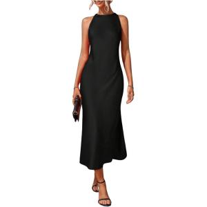 image:imageFloerns Womens Elegant Sleeveless Crew Neck Maxi Dress Slit Cocktail Tank DressBlack