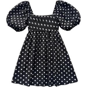 image:imageFloerns Womens Floral Dress Puff Sleeve Dress Square Neck Summer Vacation Picnic Mini DressesBlack Polka Dots