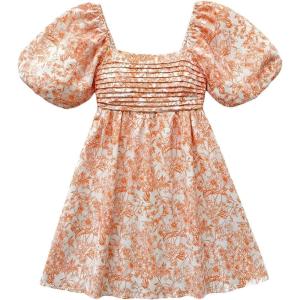 image:imageFloerns Womens Floral Dress Puff Sleeve Dress Square Neck Summer Vacation Picnic Mini DressesOrange