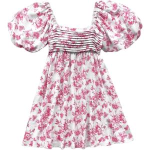 image:imageFloerns Womens Floral Dress Puff Sleeve Dress Square Neck Summer Vacation Picnic Mini DressesPink