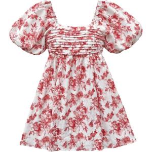image:imageFloerns Womens Floral Dress Puff Sleeve Dress Square Neck Summer Vacation Picnic Mini DressesRed and White
