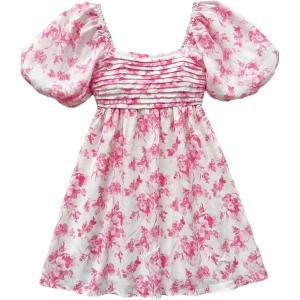 image:imageFloerns Womens Floral Dress Puff Sleeve Dress Square Neck Summer Vacation Picnic Mini DressesWatermelon Pink