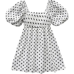 image:imageFloerns Womens Floral Dress Puff Sleeve Dress Square Neck Summer Vacation Picnic Mini DressesWhite Polka Dots